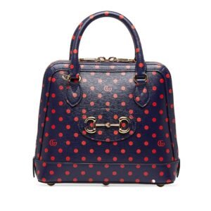 Gucci Horsebit 1955 Dark Blue Polka Dot Leather | AlmaBagz