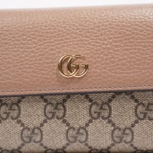 Gucci GG Marmont Continental Wallet Supreme / Dusty Pink Coated Canvas | AlmaBagz