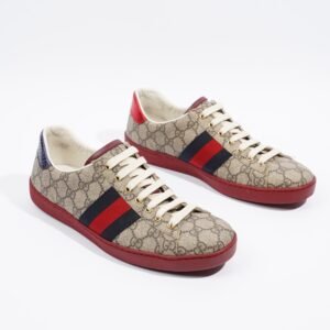 Gucci GG Ace Supreme Beige / Red Canvas EU 42 UK 8 | AlmaBagz
