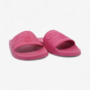 Gucci Logo Slider Fuschia Rubber EU 41 UK 8 | AlmaBagz