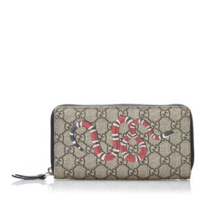 Gucci GG Supreme Kingsnake Zip Around Wallet Long Wallets | AlmaBagz