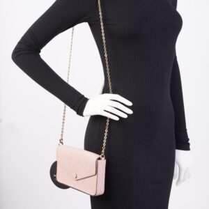 Louis Vuitton Pochette Felicie Pink Empreinte Leather | AlmaBagz