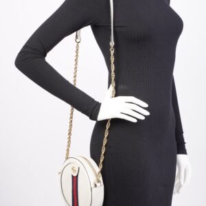 Gucci Ophidia GG Mini Round Shoulder Bag White / Blue / Red Leather | AlmaBagz