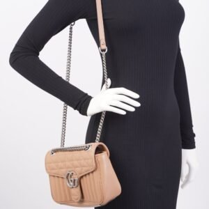 Gucci Marmont Flap Nude Matelasse Leather Small | AlmaBagz