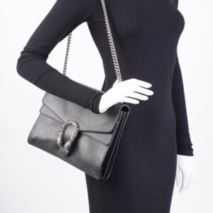 Gucci Dionysus Black Leather Medium | AlmaBagz
