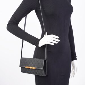 Gucci Bamboo Clutch Black Canvas | AlmaBagz