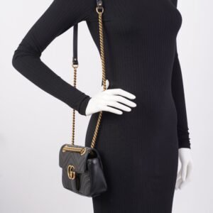 Gucci Marmont Flap Black Matelasse Leather Mini | AlmaBagz