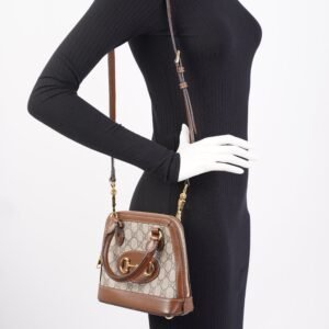 Gucci Horsebit 1955 Mini Top Handle Supreme / Brown Coated Canvas | AlmaBagz