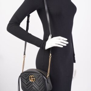 Gucci Marmont Zip Bag Black Leather Small | AlmaBagz