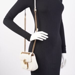 Gucci Marmont Flap White Matelasse Leather Mini | AlmaBagz