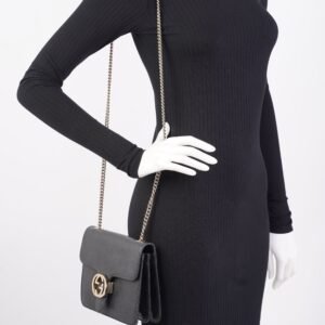 Gucci Interlocking Bag Black Leather Small | AlmaBagz