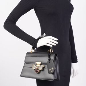 Gucci Queen Margaret Top Handle Black Leather | AlmaBagz
