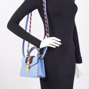 Gucci Sylvie Blue Leather Mini | AlmaBagz