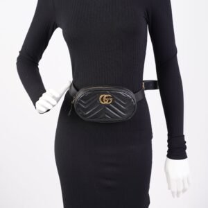 Gucci Marmont Belt Bag Black Matelasse Leather 75cm 30" | AlmaBagz