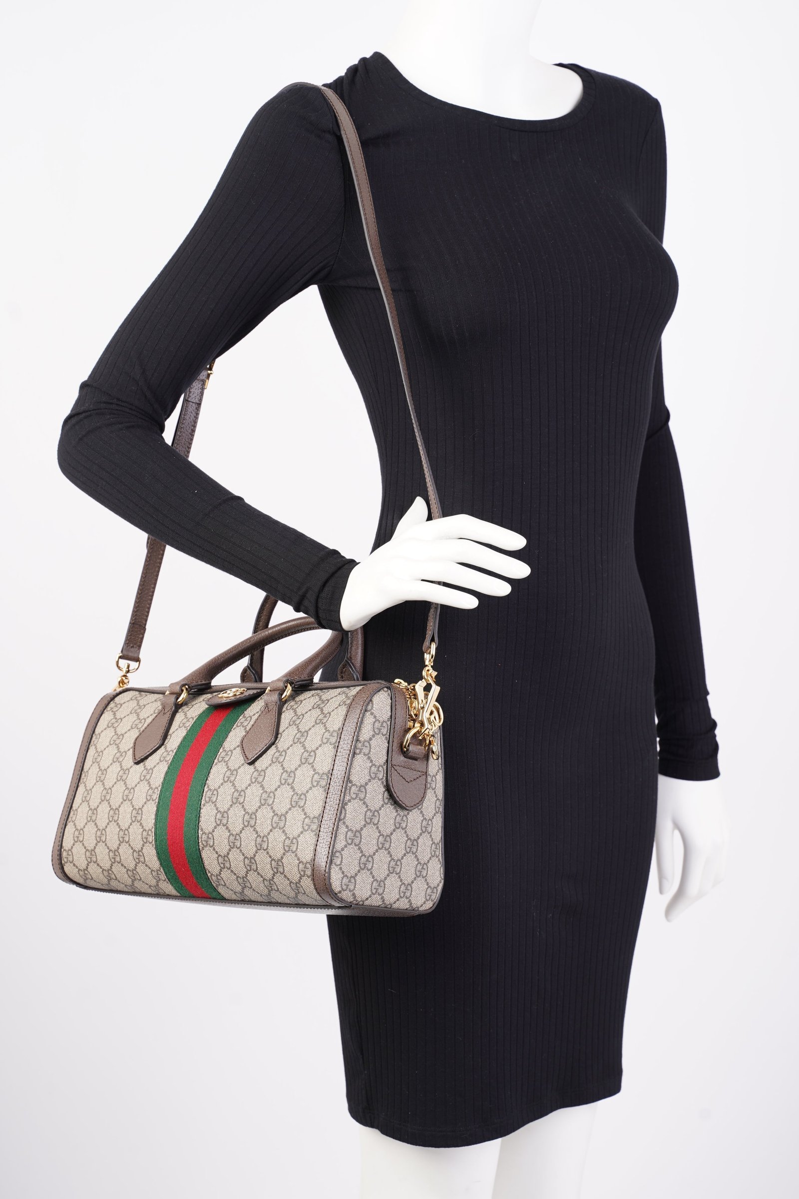 Gucci GG Ophidia Duffle Supreme / Green / Red Coated Canvas | AlmaBagz