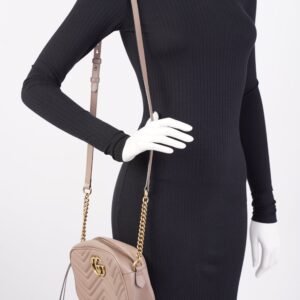 Gucci Marmont Zip Dusty Pink Matelasse Leather Small | AlmaBagz