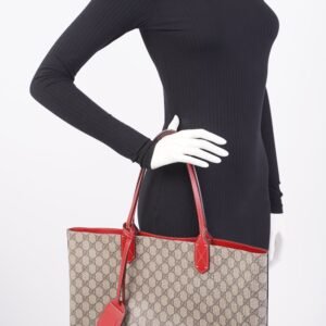 Gucci Reversible Supreme GG Tote Beige / Red | AlmaBagz