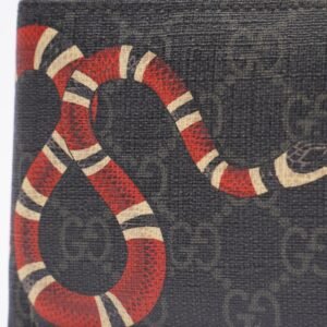 Gucci Kingsnake Print Wallet Black GG Supreme Coated Canvas | AlmaBagz