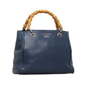 Gucci Bamboo Blue Leather | AlmaBagz