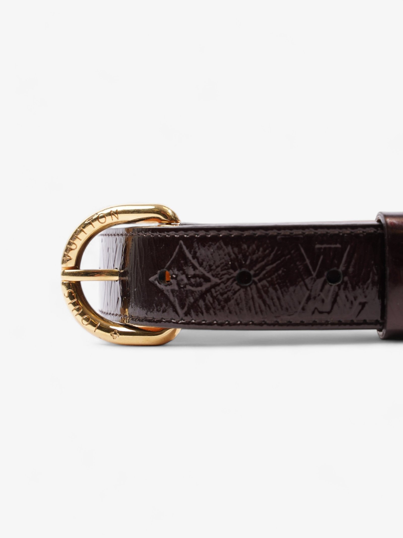 Louis Vuitton Single Buckle Belt Burgundy Patent Leather 80cm 32" | AlmaBagz