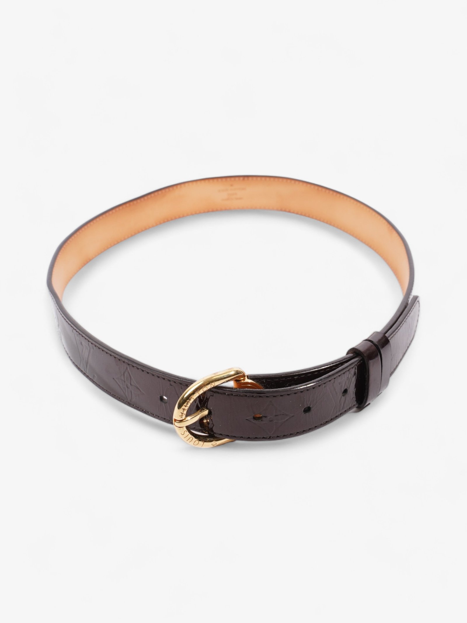 Louis Vuitton Single Buckle Belt Burgundy Patent Leather 80cm 32" | AlmaBagz - Image 2