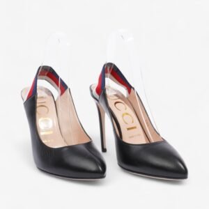 Gucci Slingback Heels 100 Black Leather EU 37.5 UK 4.5 | AlmaBagz