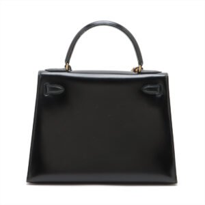 Hermes Kelly 28 Box Calf Black - N Circle Stamp | AlmaBagz