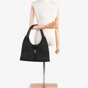 Gucci Jackie Shoulder Bag Black Canvas | AlmaBagz