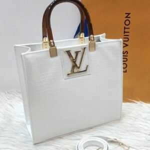 Louis Vuitton Luxury Women's Tote Bag - Stylish Zip Closure with Long Belt (White) | AlmaBagz