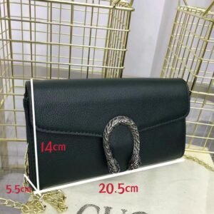 Gucci Women's Cross Body Bag -  Design with Logo, Long Chain (Black) | AlmaBagz