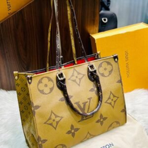 Louis Vuitton Onthego Black Medium Tote Bag for Women (Mustard) | AlmaBagz