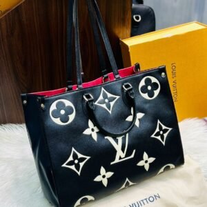 Louis Vuitton Onthego Black Regular Tote Bag for Women (Black/White) | AlmaBagz