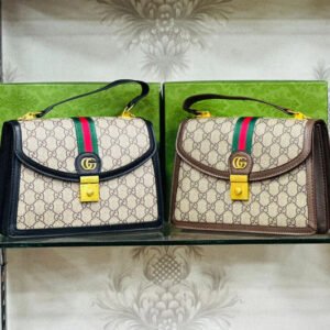 Gucci-Inspired Ophidia Bag with Long Chain and Branded Packing (Black-1) | AlmaBagz