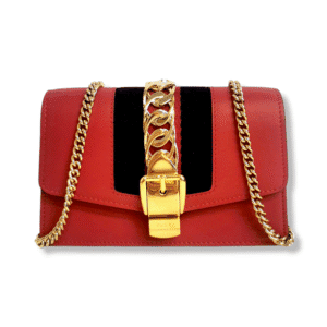 Gucci Sylvie Crossbody Bag Super Mini Red Leather Gold | AlmaBagz