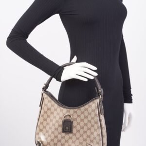 Gucci Abbey D Ring Shoulder Bag Supreme Print / Brown Canvas | AlmaBagz