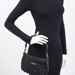 Gucci GG Bamboo Shoulder Bag Black Canvas | AlmaBagz