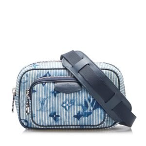 Louis Vuitton Outdoor Pouch Striped Watercolor Monogram Denim | AlmaBagz