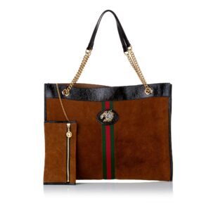 Gucci Rajah Large Tote Bag Brown Suede | AlmaBagz