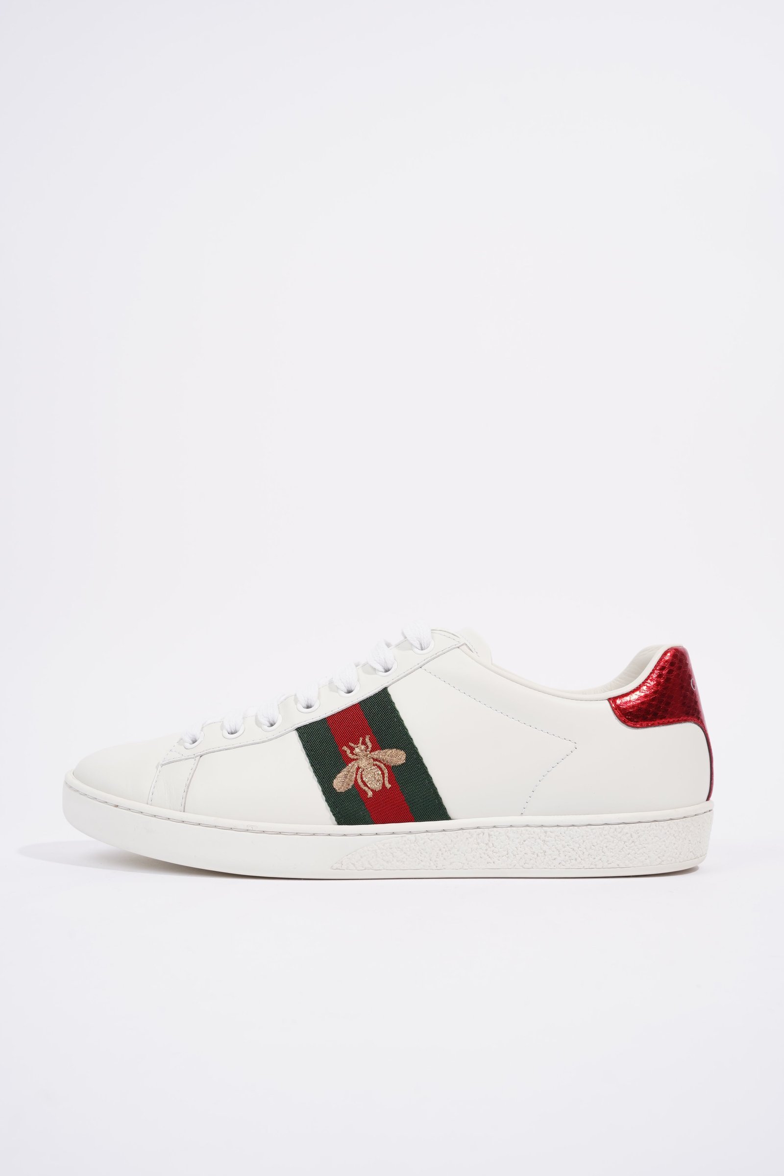 Gucci Ace Embroidered Bee White / Red / Green Leather EU 39 UK 6 | AlmaBagz - Image 4