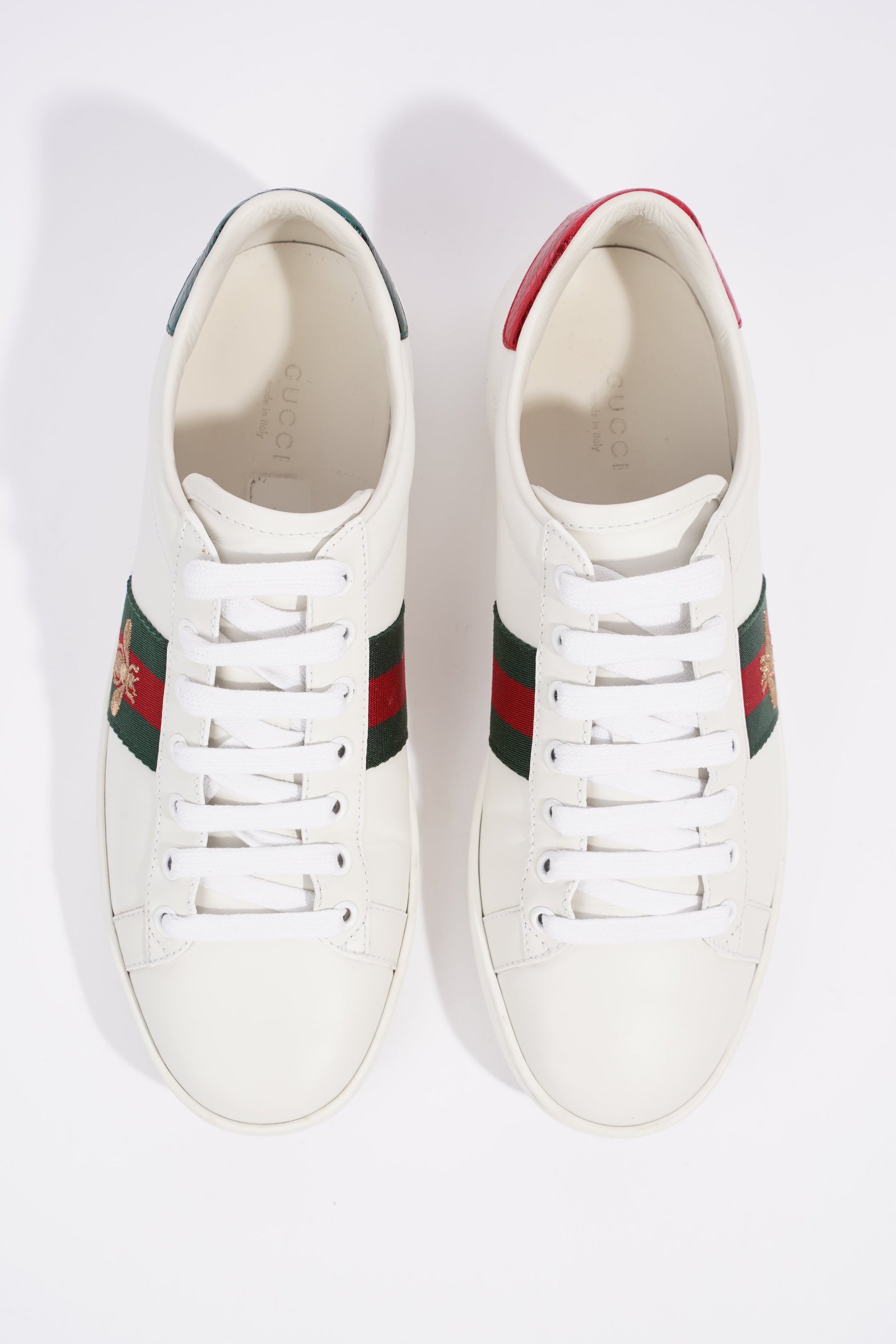 Gucci Ace Embroidered Bee White / Red / Green Leather EU 39 UK 6 | AlmaBagz - Image 7