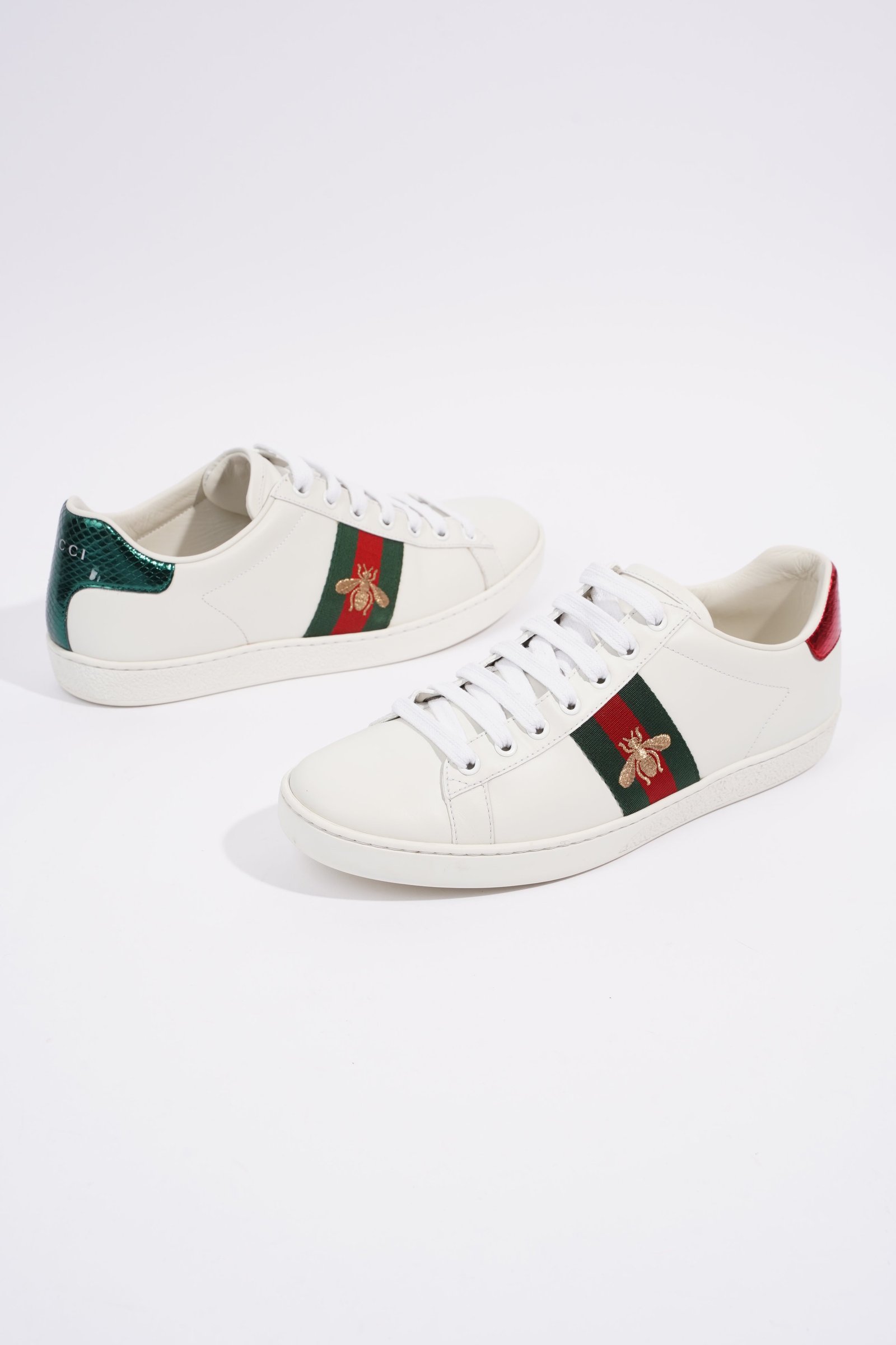 Gucci Ace Embroidered Bee White / Red / Green Leather EU 39 UK 6 | AlmaBagz - Image 8