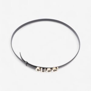 Gucci Buckle Thin Belt Black / Gold Leather 105cm / 42" | AlmaBagz