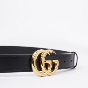 Gucci GG Marmont Shiny Buckle Belt Black Leather 90cm 36" | AlmaBagz