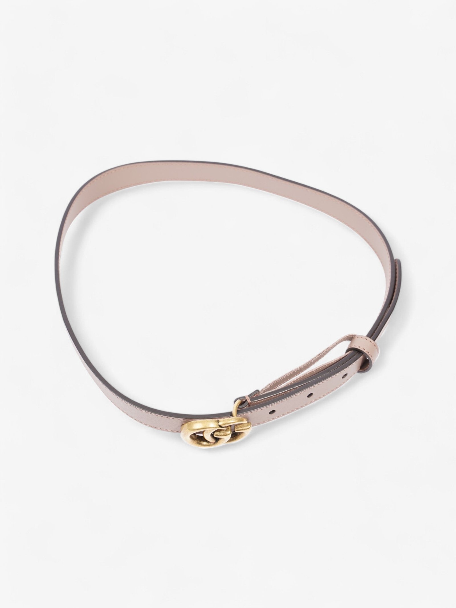 Gucci GG Marmont Thin Belt Dusty Rose / Gold Leather 70cm / 28" | AlmaBagz