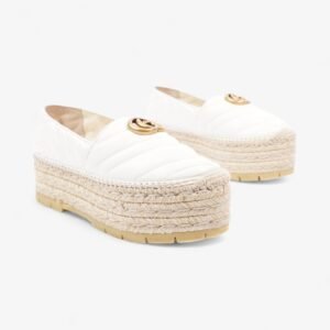 Gucci GG Marmont Platform Espadrille White / Gold Nappa Leather EU 36.5 UK 3.5 | AlmaBagz