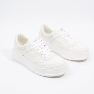 Gucci GG Logo  White Embossed Leather EU 38.5 UK 5.5 | AlmaBagz