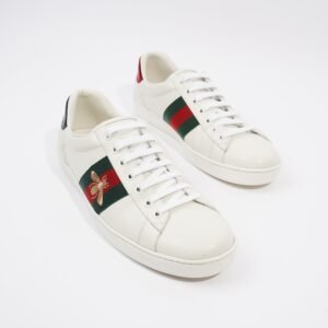 Gucci Ace Embroidered Bee White / Red / Green Leather EU 42 UK 8 | AlmaBagz