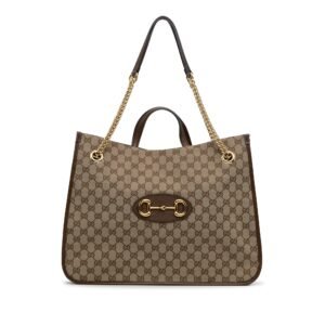 Gucci Horsebit 1955 Tote Bag Large Brown GG Canvas | AlmaBagz