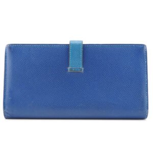 HERMES Long Wallet Purse Epsom blue Bane Souffle Women Used | AlmaBagz