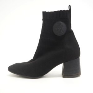 HERMES boots cotton black short boots volver knit Women 36 Used | AlmaBagz